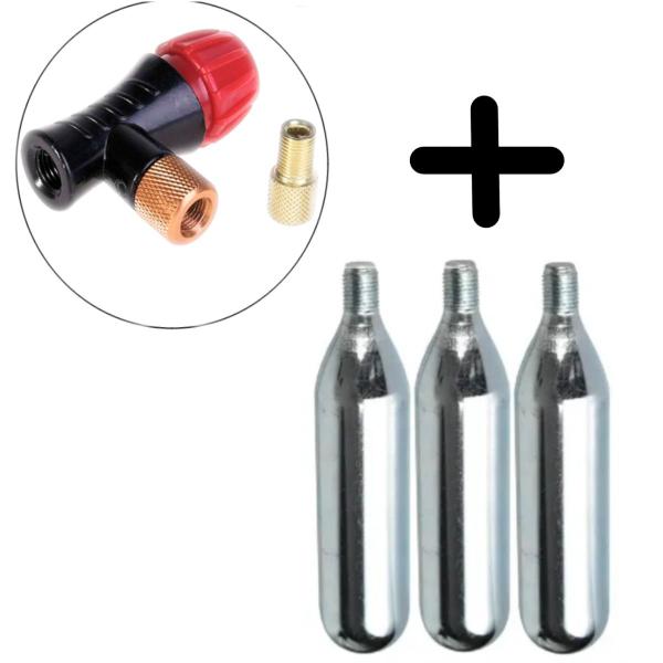 Kit Aplicador de CO2 + 3 Refil de Cartuchos 16g Para Bike - Br Commerce Imagem de Kit Aplicador de CO2 + 3 Refil de Cartuchos 16g Para Bike