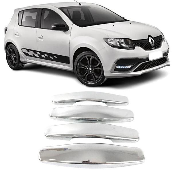 Imagem de Kit Aplique Cromado Capa Maçanetas Renault Sandero 2007-2014