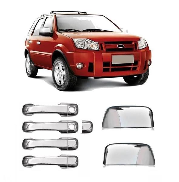 Kit Aplique Cromado Maçanetas Retrovisor Ford Ecosport 2011 - Shekparts Imagem de Kit Aplique Cromado Maçanetas Retrovisor Ford Ecosport 2011