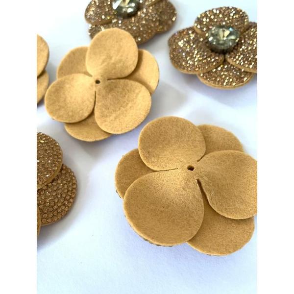 Imagem de Kit Aplique Flor Decorativa Dourado - 3 Pares