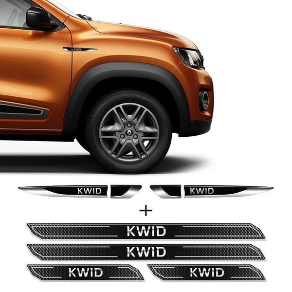 Imagem de Kit Aplique Lateral Kwid 18/19 + Soleira Da Porta Protetora