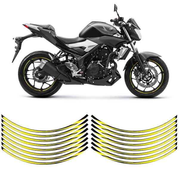 Imagem de Kit Apliques Frisos Refletivo Roda Yamaha MT-03 Decorativo