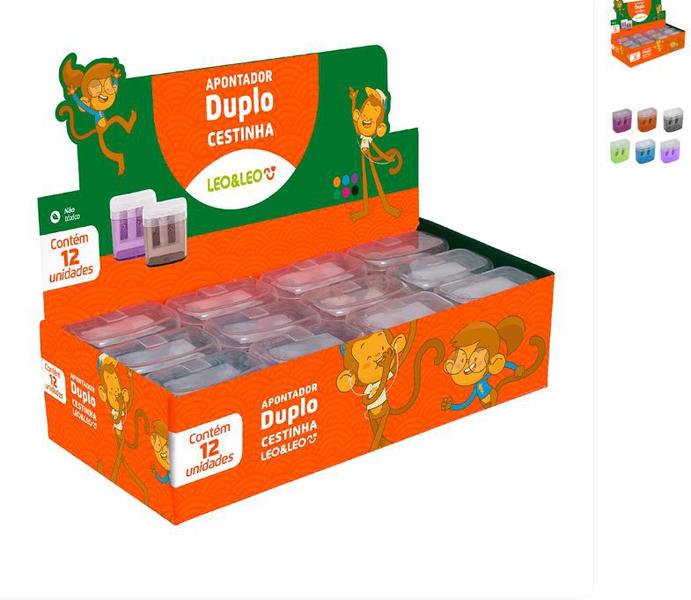 Imagem de Kit Apontador Duplo Cestinha C/Deposito- 36un- Atacado