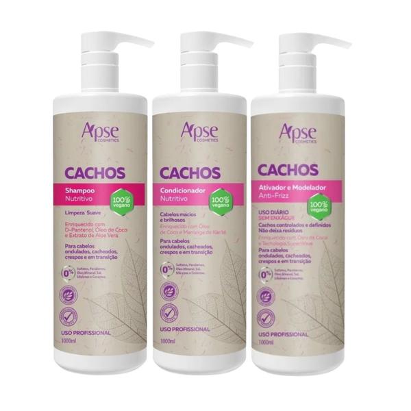 Imagem de Kit Apse Cachos Shampoo 1l + Condicionador 1l + Ativador 1l