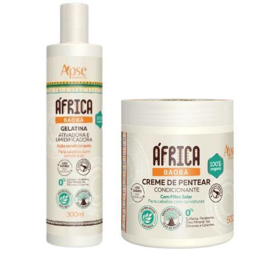 Imagem de Kit Apse Creme de Pentear 500g + Gelatina África Baobá 300ml Vegano