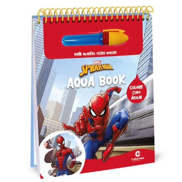 Imagem de Kit Aqua Book Premium Homem Aranha + Mini Boliche Jogo 8 Peças Herói