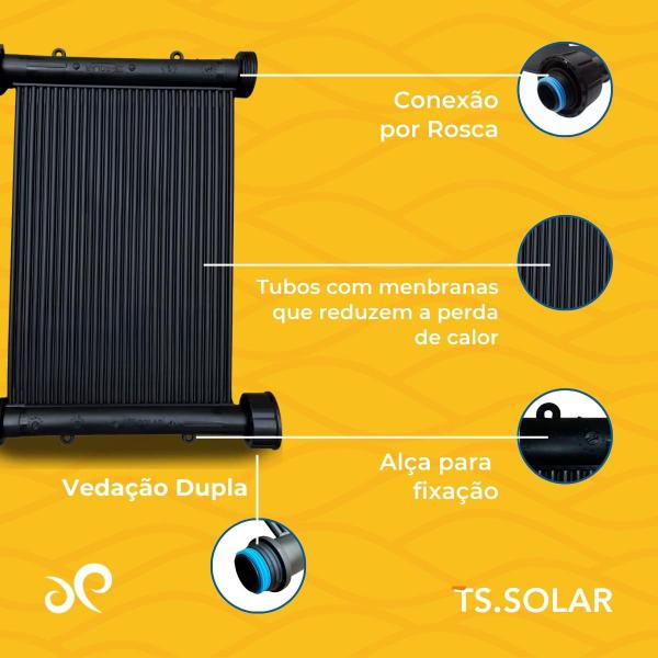 Imagem de Kit aquecedor solar piscina 14 placas 3mt+ contr tholz+valvs