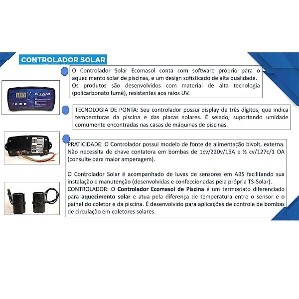 Imagem de Kit Aquecedor Solar Piscina 20 Placas 2mt Para 17000 Litros