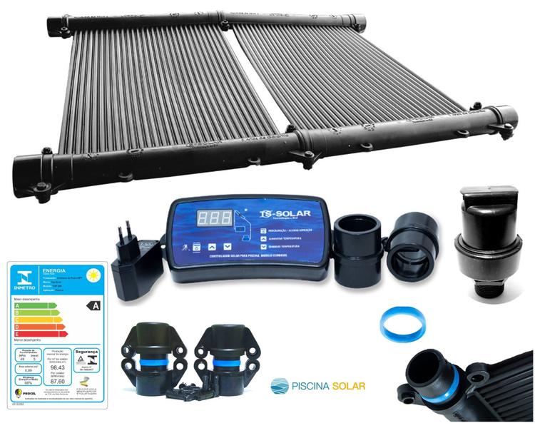 Imagem de Kit Aquecedor Solar Piscina 3 Mt E Controlador Digital+ Valv