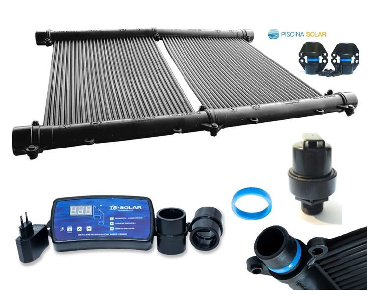 Imagem de Kit Aquecedor Solar Piscina 33 Placas 3mt+ Controlador Valvu