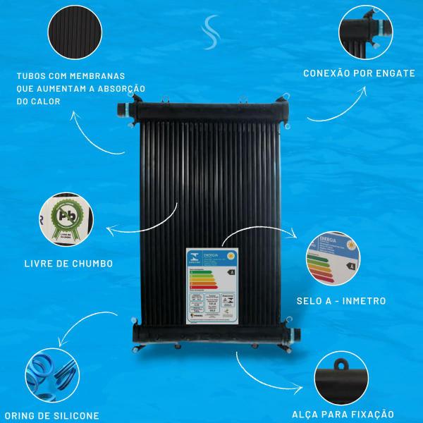 Imagem de Kit Aquecedor Solar Piscinas - 17 Placas Coletoras 4 metros - Marca Ts Solar - Piscinas de 20m² / 28.500 Litros