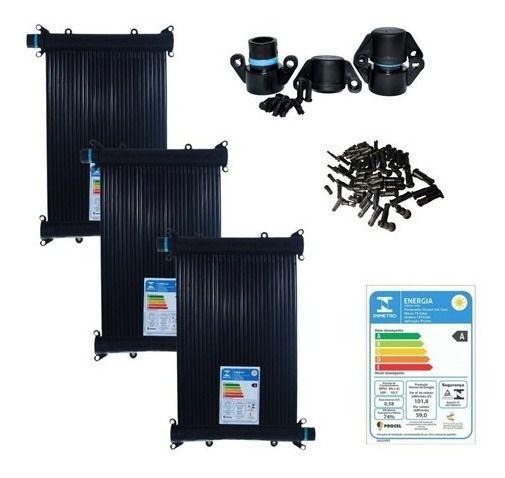 Imagem de Kit aquecimento solar piscina 56 placas 3mt+ control+ valvs