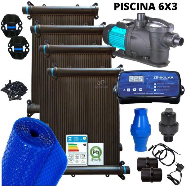 Imagem de Kit Aquecimento Solar Piscina 6x3 Completo 20 Placas 25000 L