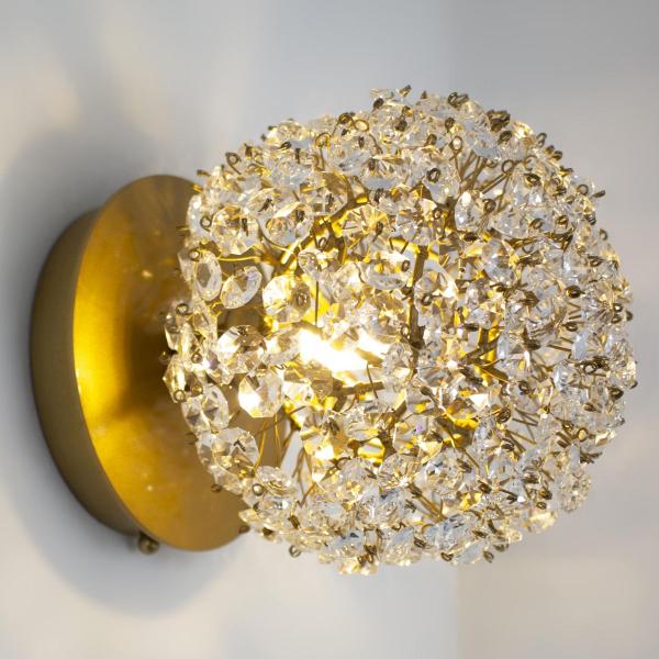 Kit Arandela Íris Bola E Castanha De Cristal + Lâmpada LED G9 - Lampluz Imagem de Kit Arandela Íris Bola E Castanha De Cristal + Lâmpada LED G9