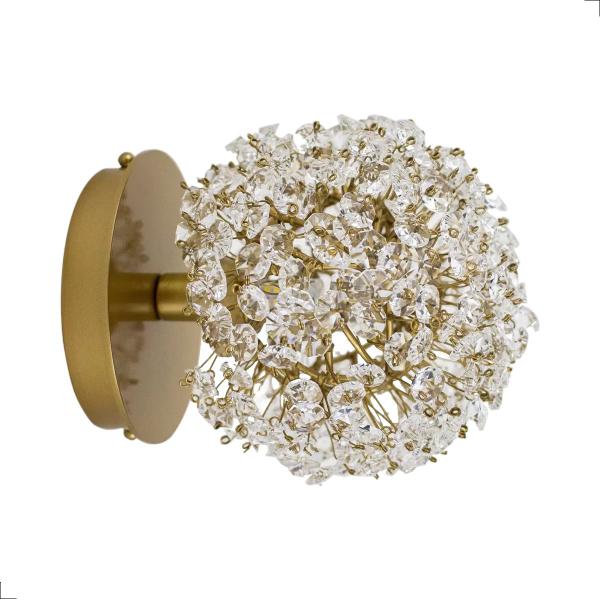 Kit Arandela Íris Bola E Castanha De Cristal + Lâmpada LED G9 - Lampluz Imagem de Kit Arandela Íris Bola E Castanha De Cristal + Lâmpada LED G9