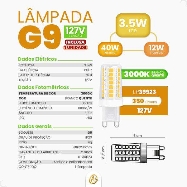 Kit Arandela Pendulo 777/1 + Lâmpada Inclusa Halopin G9 - SPOTLINE Imagem de Kit Arandela Pendulo 777/1 + Lâmpada Inclusa Halopin G9