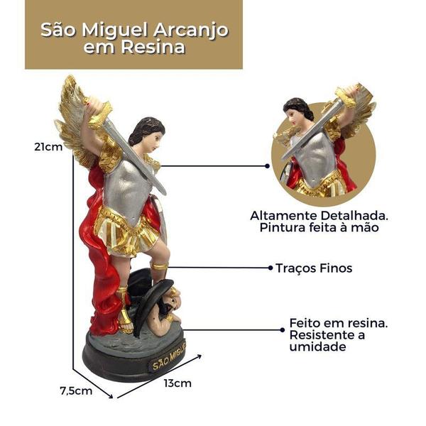 Imagem de Kit Arcanjo Miguel Comprar Resina Importada 20cm + Cruz