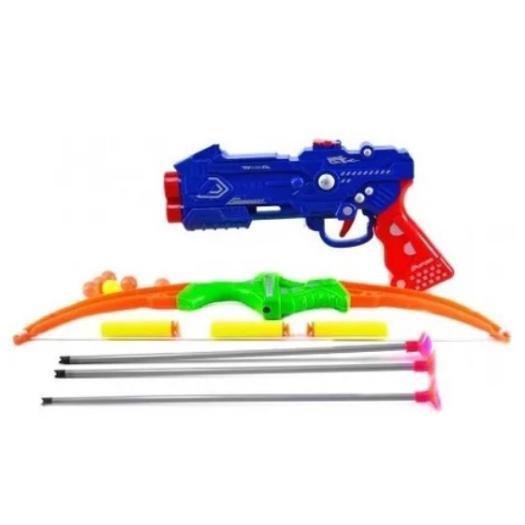 Imagem de Kit Arco Flecha Brinquedo Com Pistola Colorido Brincadeira