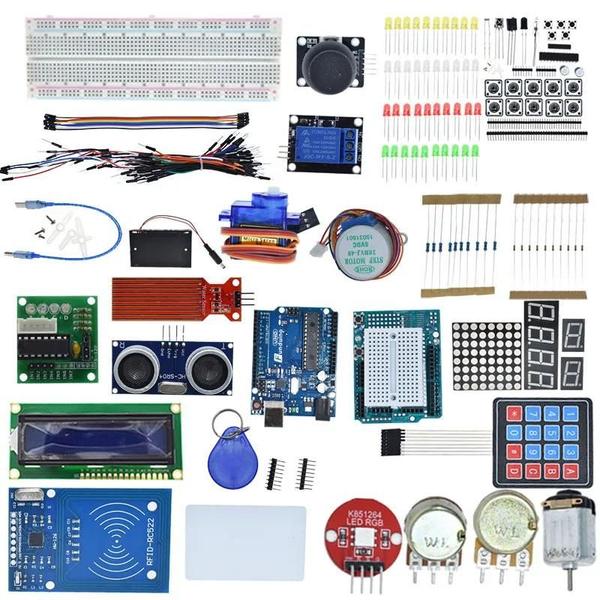 Imagem de Kit Arduino Uno R3 com Suporte para Placa de Ensaio, Motor de Passo, Servo e LCD 1602