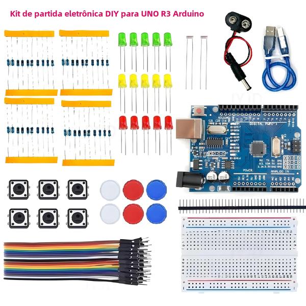 Imagem de Kit Arduino UNO R3 Starter 12 em 1 - Ideal para Iniciantes em Eletrônica e Programação