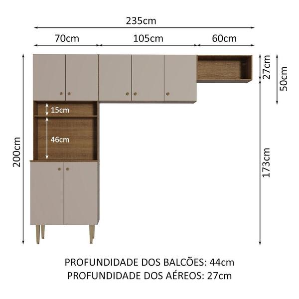 Imagem de Kit Área de Serviço Lavanderia 235cm Rustic/Crema Gourmet Madesa