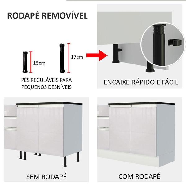 Imagem de Kit Área De Serviço Madesa Acordes 100% MDF com Armário e Balcão de Canto - Portas Branco Brilho