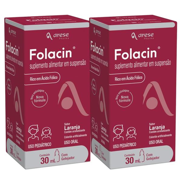 Imagem de Kit Arese Folacin Gotas Sabor Laranja Com 2 Caixas De 30ml Cada