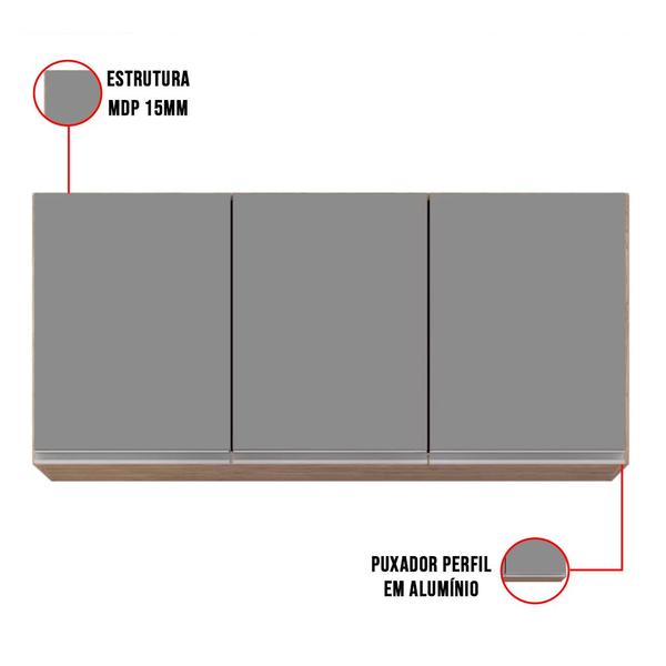 Kit Armário Aéreo e Balcão de Cozinha Lavanderia Dora sem Tampo 120 cm - D'Rossi - DRossi Imagem de Kit Armário Aéreo e Balcão de Cozinha Lavanderia Dora sem Tampo 120 cm - D'Rossi