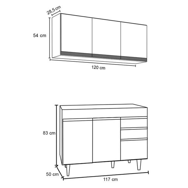 Kit Armário Aéreo e Balcão de Cozinha Lavanderia Dora sem Tampo 120 cm - D'Rossi - DRossi Imagem de Kit Armário Aéreo e Balcão de Cozinha Lavanderia Dora sem Tampo 120 cm - D'Rossi