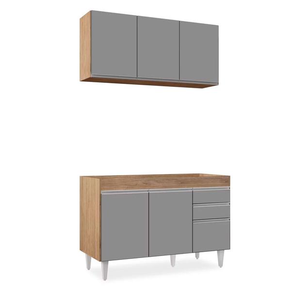 Kit Armário Aéreo e Balcão de Cozinha Lavanderia Dora sem Tampo 120 cm - D'Rossi - DRossi Imagem de Kit Armário Aéreo e Balcão de Cozinha Lavanderia Dora sem Tampo 120 cm - D'Rossi