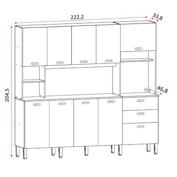 Imagem de Kit Armario Cozinha 10 Portas 2983 Freijo Supremo KTP