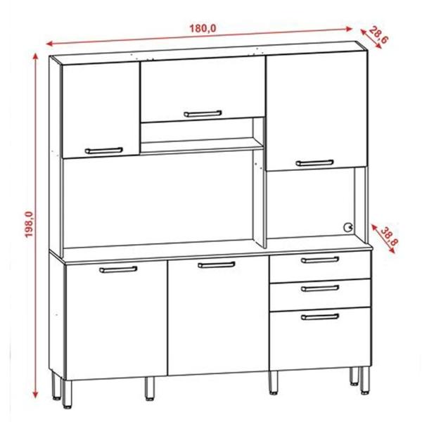 Imagem de Kit Armario Cozinha 6 Portas 2919 Freijo Soft KTP