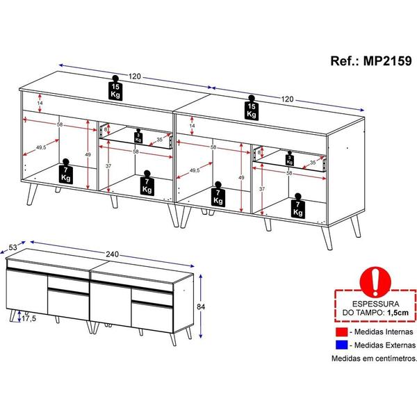 Imagem de Kit Armário de Cozinha Gabinete Pia 120cm Veneza Multimóveis MP2159