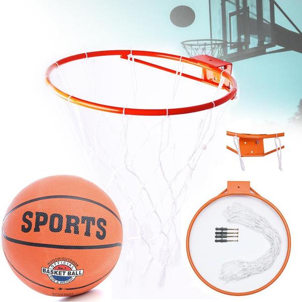 Imagem de Kit Aro Cesta Basquete Em Aço + Rede Chuá + Bola 7 Oficial