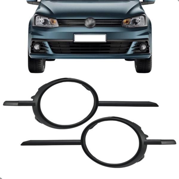 Imagem de Kit Aro Moldura Farol Milha Gol Voyage G7 2016 17 18 2019 Preto