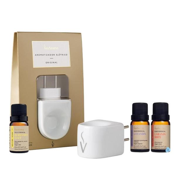 Imagem de Kit Aromaterapia Para Ansiedade Estresse Via Aroma Difusor Elétrico e 3 Óleo Essencial