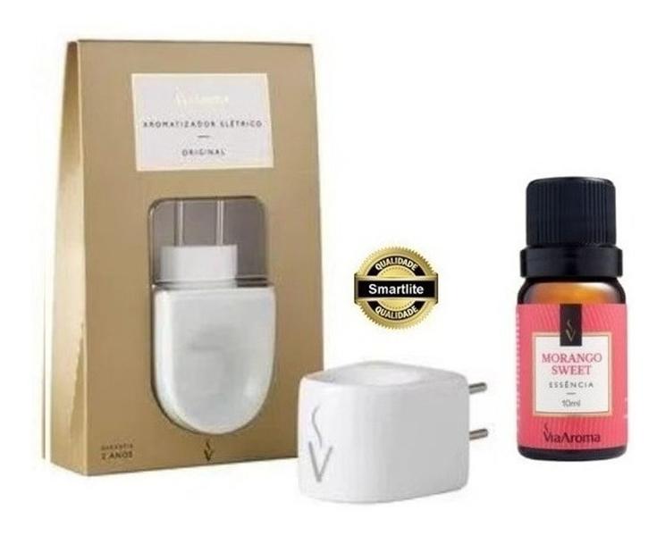 Imagem de Kit Aromatizador Difusor Porcelana Via Aroma + Essência 10ml Madeira Nobre - Lavanda - Alecrim