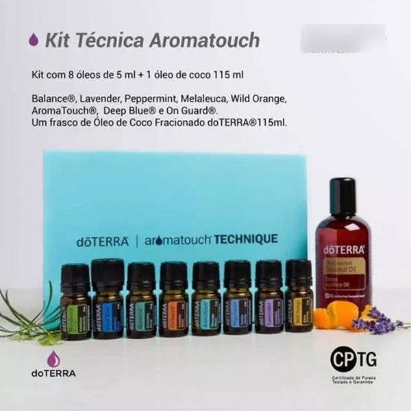 Imagem de Kit  AromaTouch 8 óleos essenciais 5ML cada + 1 óleo de coco fracionado 115ML Mais vendido.