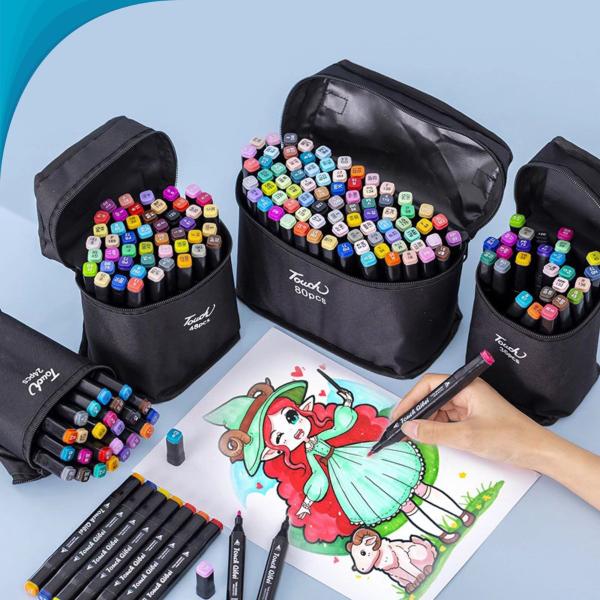 Imagem de Kit Artístico Infantil Com 48 Canetinhas Laváveis Cores Brilhantes Estojo Organizador Entrega Rápida