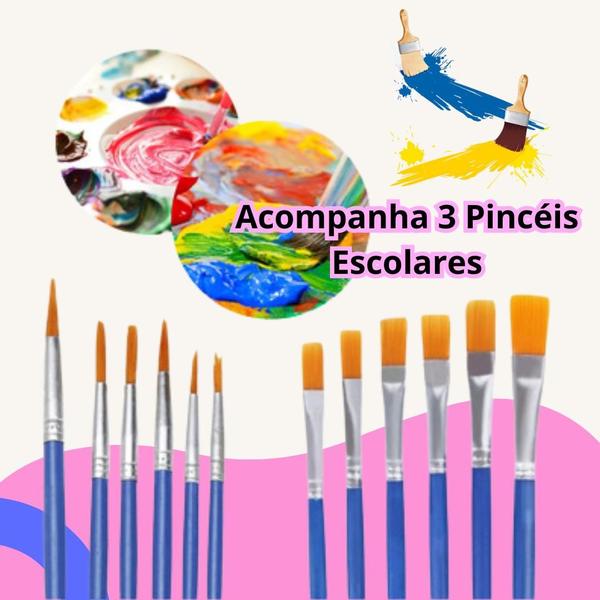 Imagem de Kit Artístico - Massa de EVA + Pincéis + Tinta + Massa de Modelar + Lápis de Cor + Desenhos para colorir