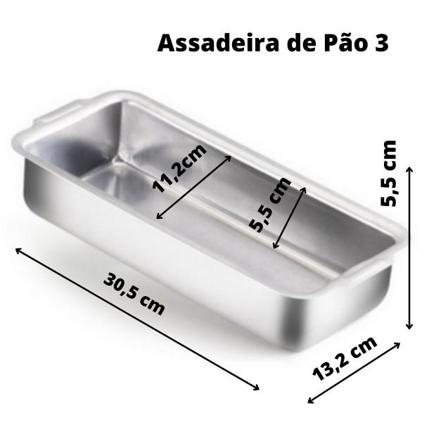 Imagem de Kit Assadeiras Forma de Pão 3 Peças de Alumínio tamanho 1-3