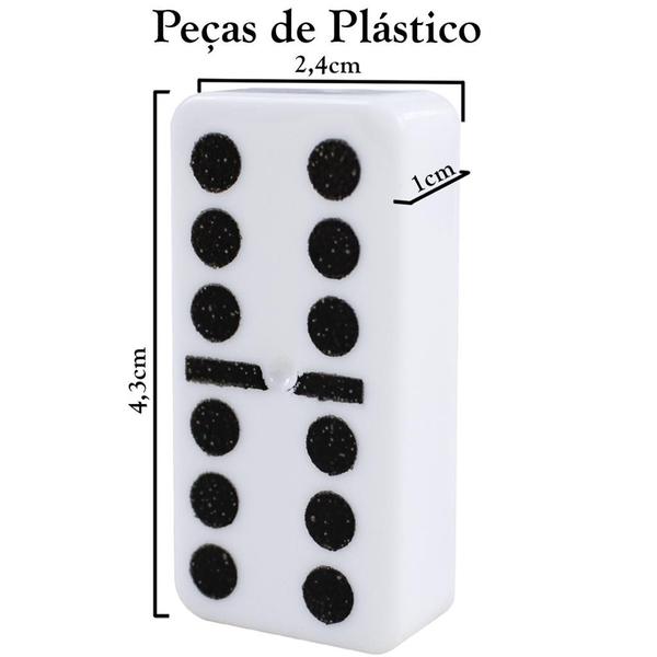 Imagem de Kit atacado revenda 50 caixas de domino branco 28 peças de plástico tradicional