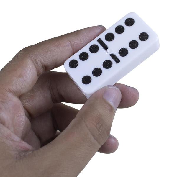 Imagem de Kit atacado revenda 50 caixas de domino branco 28 peças de plástico tradicional