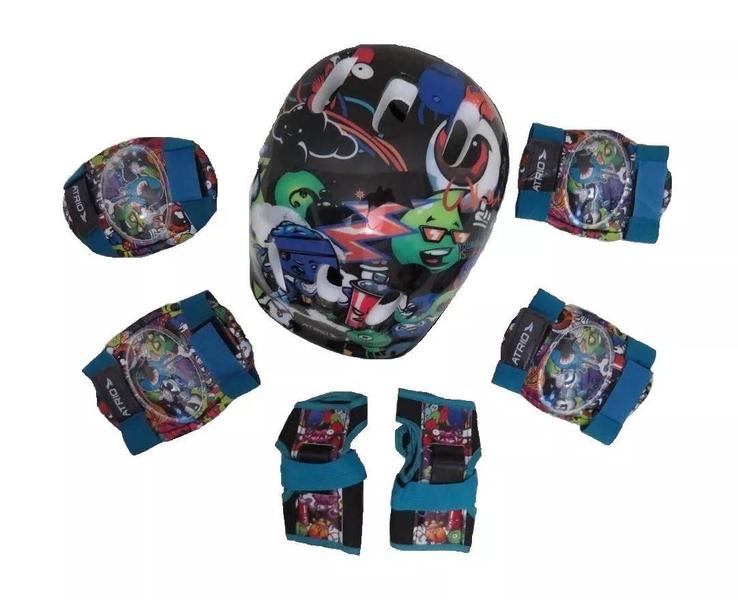 Imagem de Kit atrio Infantil ES200 monstro  capacete luva joelheira