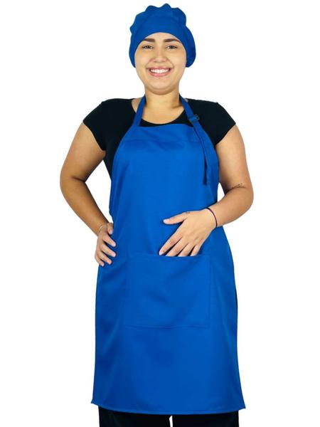 Imagem de Kit Avental Oxford + Touca Gorro Cozinheira Padaria Cozinha