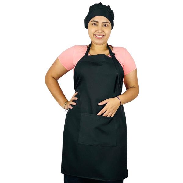 Imagem de Kit Avental Oxford + Touca Gorro Cozinheira Padaria Cozinha