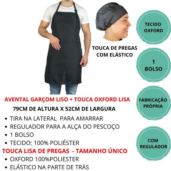 Imagem de Kit Avental Oxford + Touca Gorro Cozinheira Padaria Cozinha