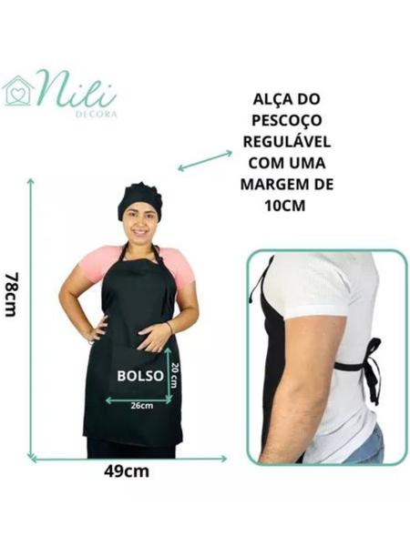 Imagem de Kit Avental Oxford + Touca Gorro Cozinheira Padaria Cozinha