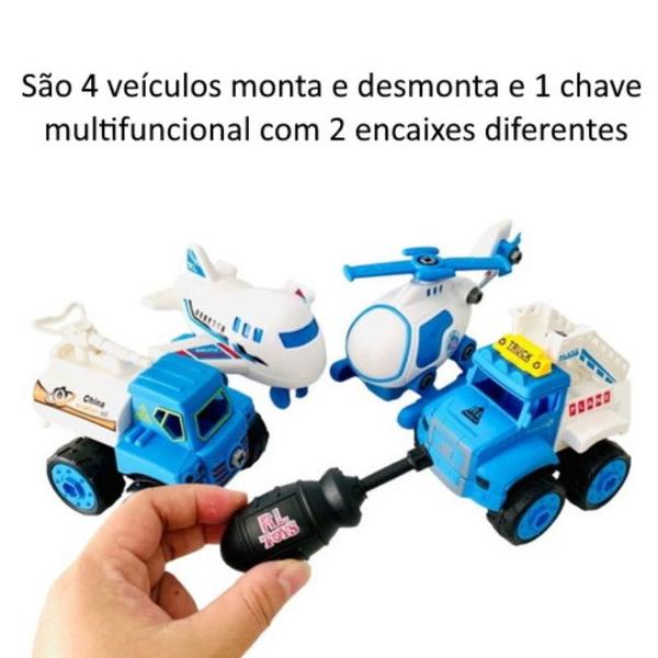 Imagem de Kit Avião Helicóptero Caminhão Tanque e Manutenção de Montar Educativo