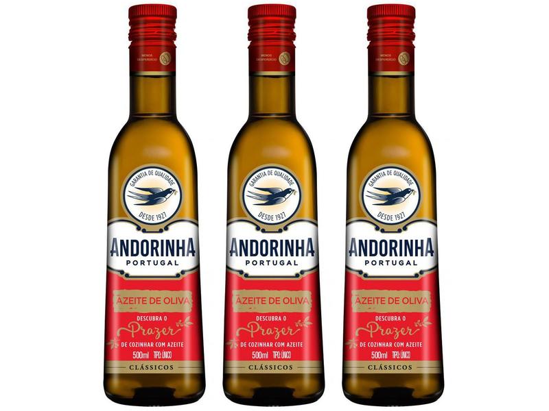 Kit Azeite de Oliva Andorinha Clássico 500ml - 3 Unidades Imagem de Kit Azeite de Oliva Andorinha Clássico 500ml